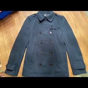 Burberry Navy Double-Breasted Pea / Short Trench Style Coat